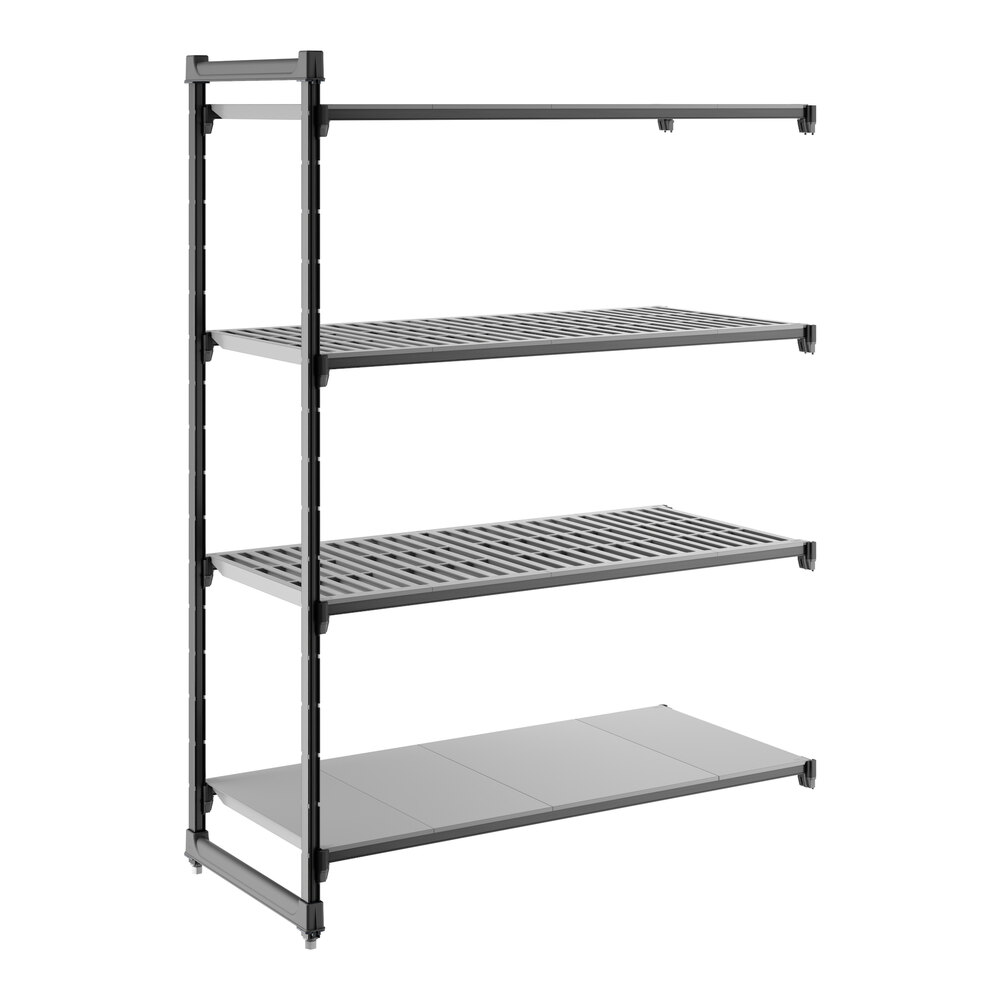Cambro CBA245472VS4580 Camshelving® Basics Plus Add On Unit with 3 Vented Shelves and 1 Solid Shelf - 24" x 54" x 72"