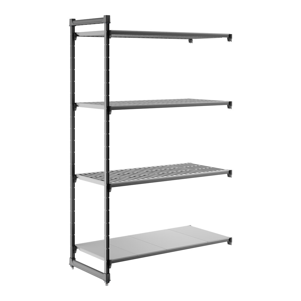 Cambro CBA245484VS4580 Camshelving® Basics Plus Add On Unit with 3 Vented Shelves and 1 Solid Shelf - 24" x 54" x 84"