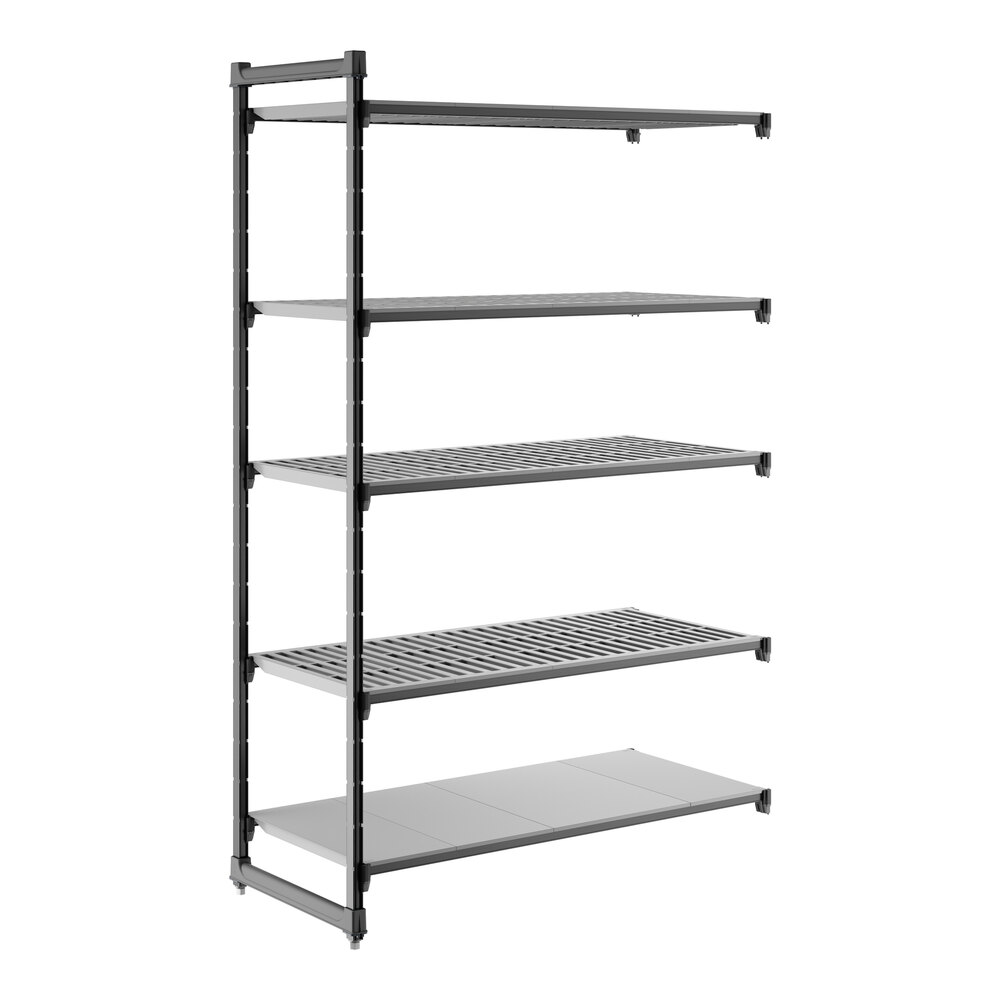 Cambro CBA245484VS5580 Camshelving® Basics Plus Add On Unit with 4 Vented Shelves and 1 Solid Shelf - 24" x 54" x 84"