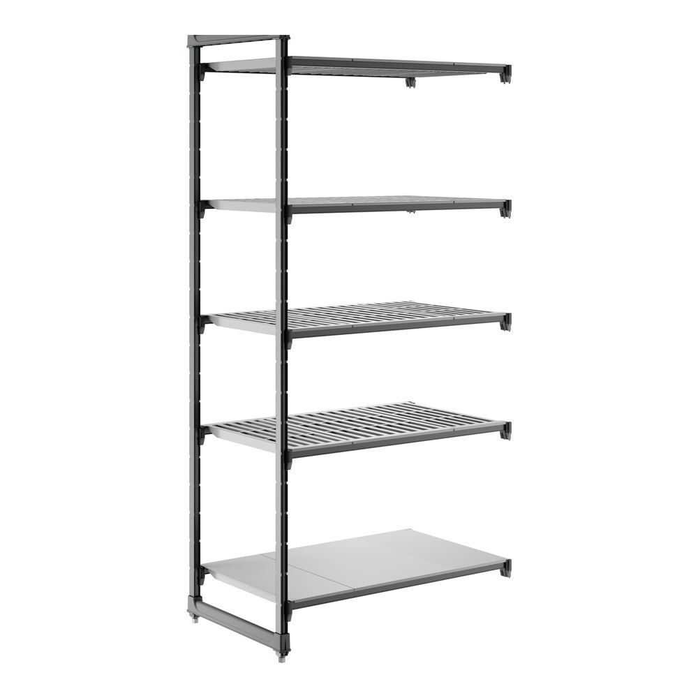 Cambro CBA244284VS5580 Camshelving® Basics Plus Add On Unit with 4 Vented Shelves and 1 Solid Shelf - 24" x 42" x 84"