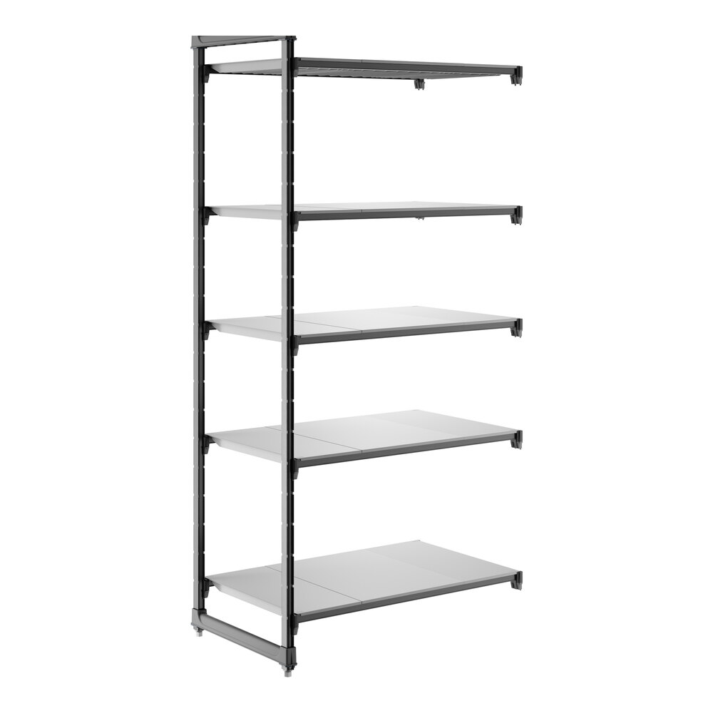 Cambro CBA244284S5580 Camshelving® Basics Plus Solid 5-Shelf Add On Unit - 24" x 42" x 84"