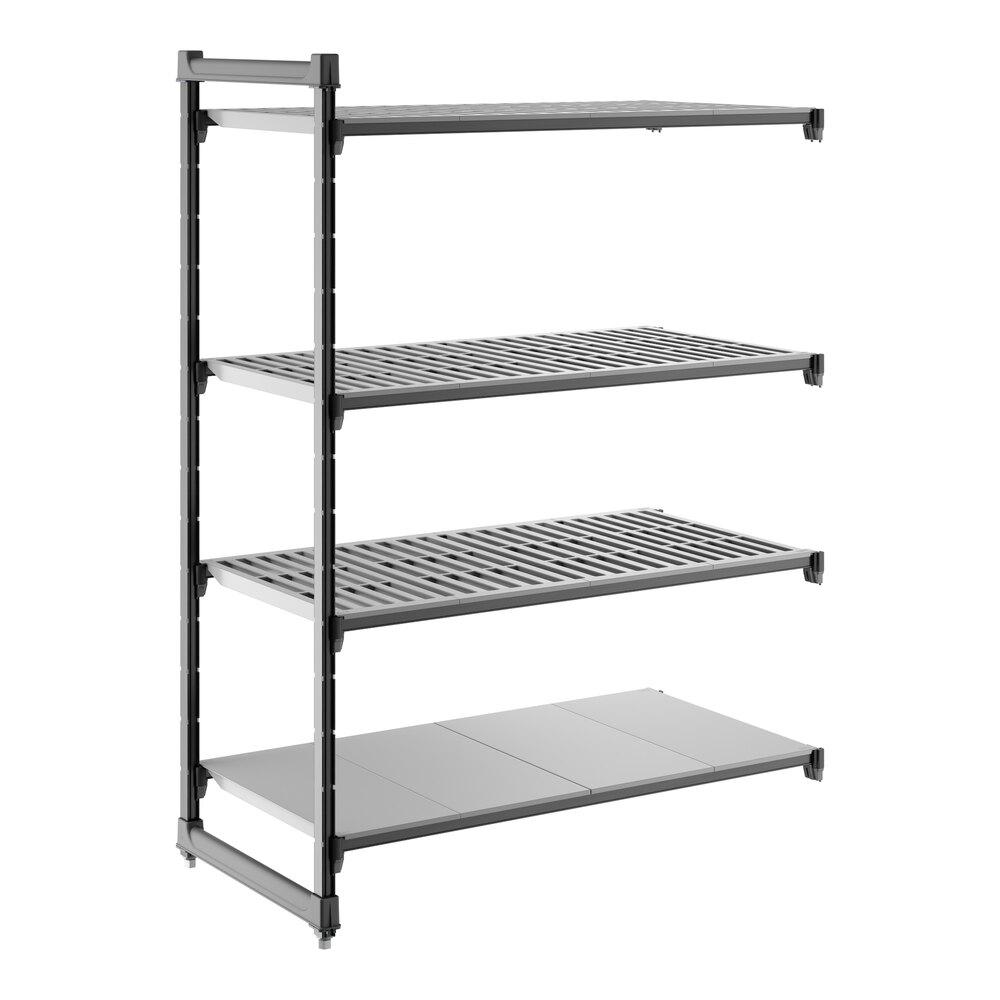 Cambro CBA244864VS4580 Camshelving® Basics Plus Add On Unit with 3 Vented Shelves and 1 Solid Shelf - 24" x 48" x 64"