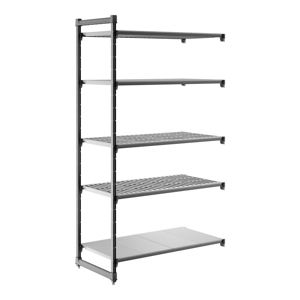 Cambro CBA244884VS5580 Camshelving® Basics Plus Add On Unit with 4 Vented Shelves and 1 Solid Shelf - 24" x 48" x 84"