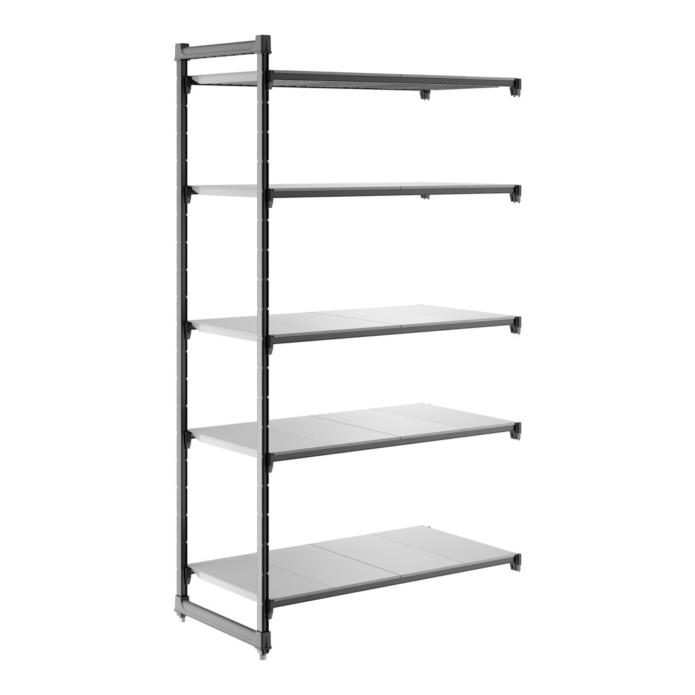 Cambro CBA244884S5580 Camshelving® Basics Plus Solid 5-Shelf Add On Unit - 24" x 48" x 84"