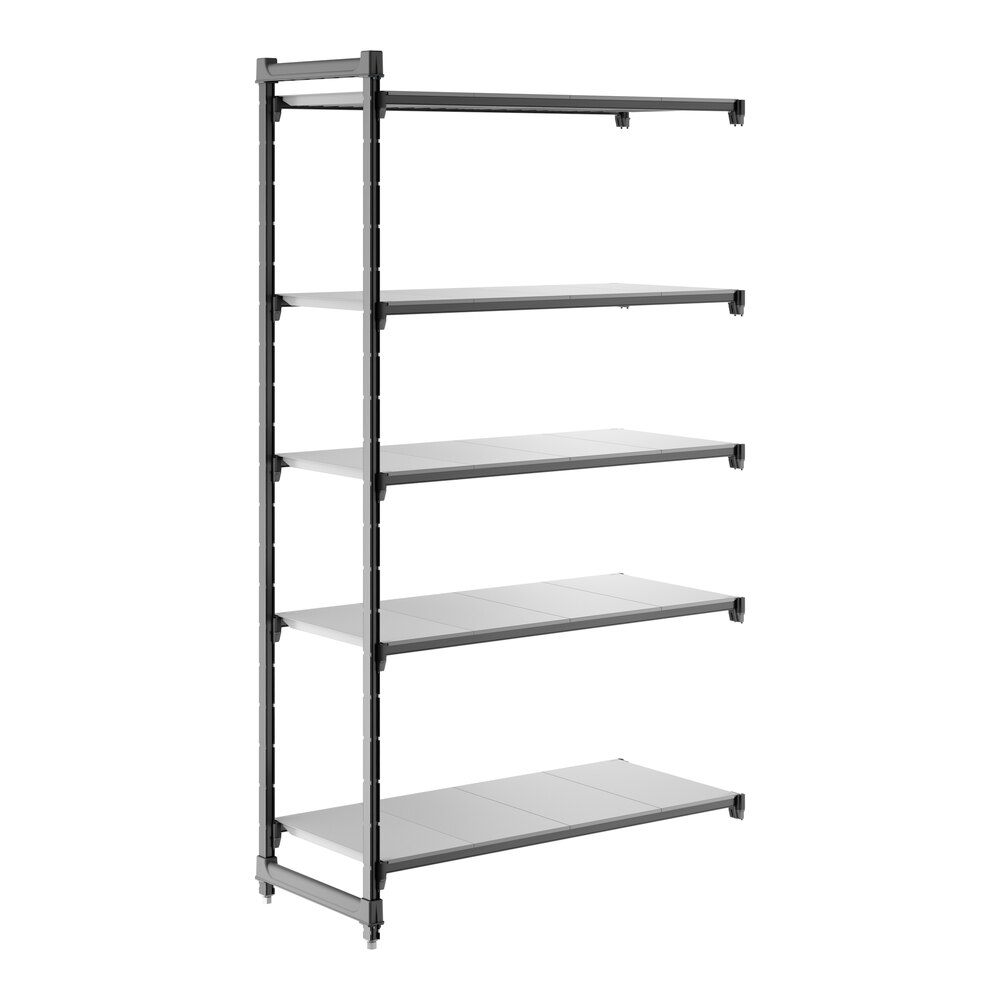 Cambro CBA214884S5580 Camshelving® Basics Plus Solid 5-Shelf Add On Unit - 21" x 48" x 84"
