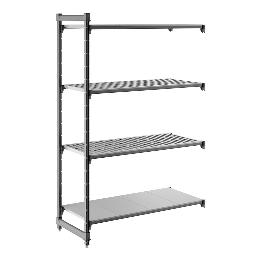 Cambro CBA214872VS4580 Camshelving® Basics Plus Add On Unit with 3 Vented Shelves and 1 Solid Shelf - 21" x 48" x 72"