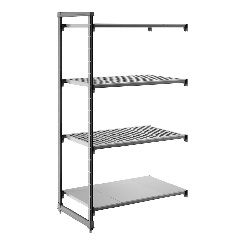 Cambro CBA244272VS4580 Camshelving® Basics Plus Add On Unit with 3 Vented Shelves and 1 Solid Shelf - 24" x 42" x 72"