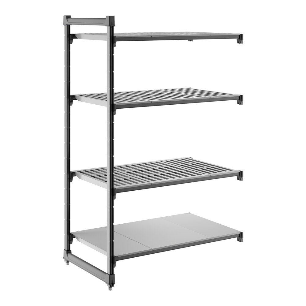 Cambro CBA244264VS4580 Camshelving® Basics Plus Add On Unit with 3 Vented Shelves and 1 Solid Shelf - 24" x 42" x 64"