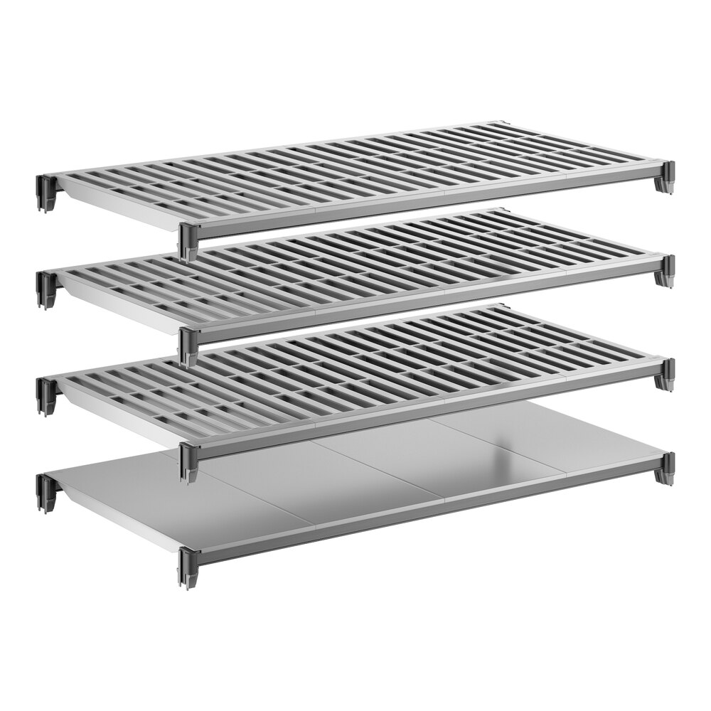 Cambro CBSK2448VS4580 Camshelving® Basics Plus 24" x 48" Shelf Kit with 1 Solid and 3 Vented Shelves