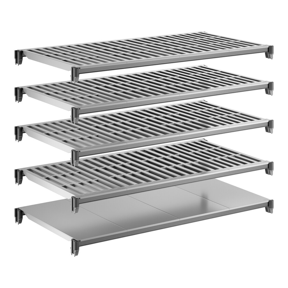 Cambro CBSK2448VS5580 Camshelving® Basics Plus 24" x 48" Shelf Kit with 1 Solid and 4 Vented Shelves