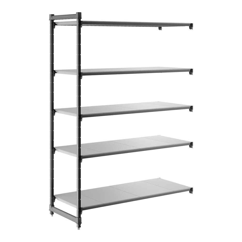 Cambro CBA246084S5580 Camshelving® Basics Plus Solid 5-Shelf Add On Unit - 24" x 60" x 84"