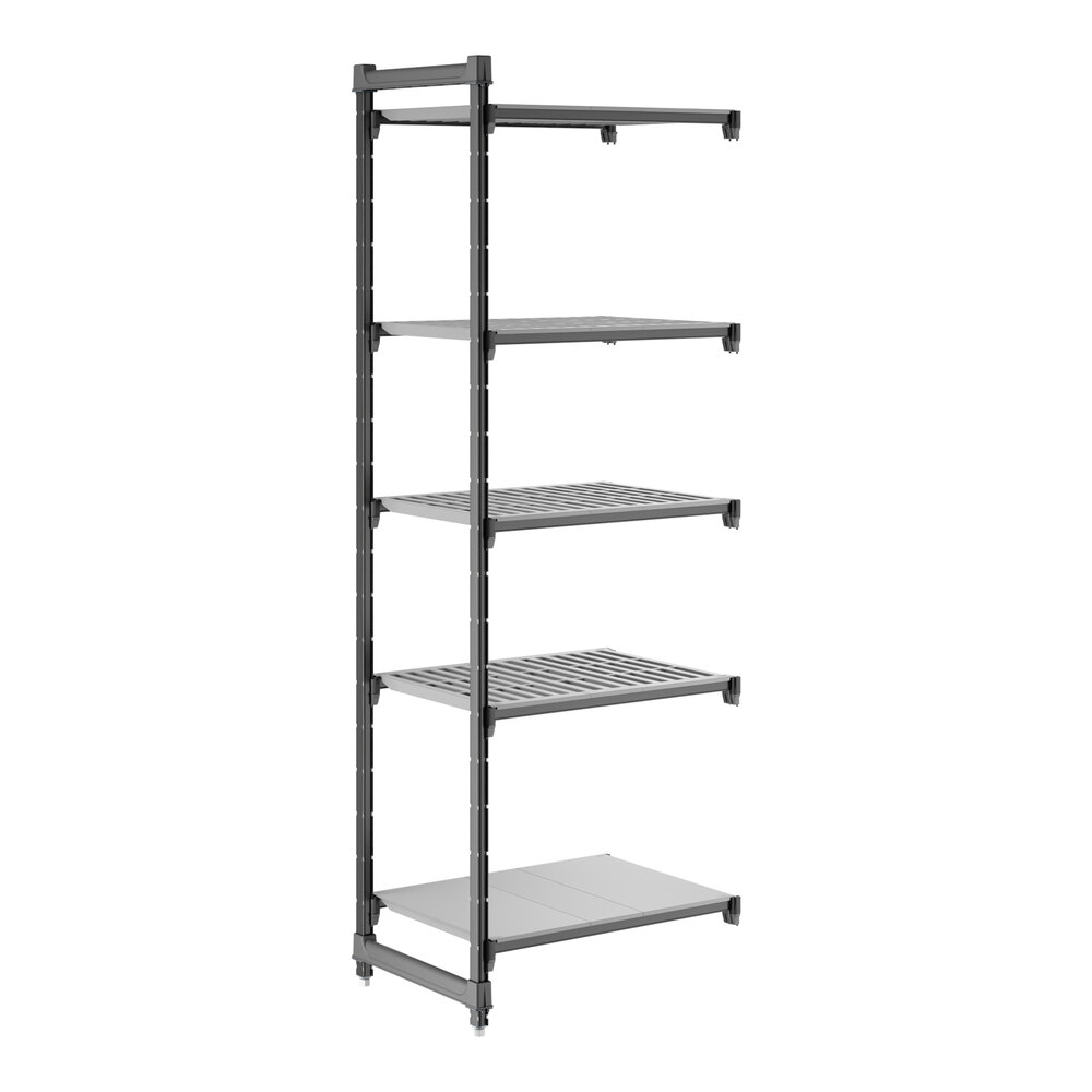 Cambro CBA213084VS5580 Camshelving® Basics Plus Add On Unit with 4 Vented Shelves and 1 Solid Shelf - 21" x 30" x 84"