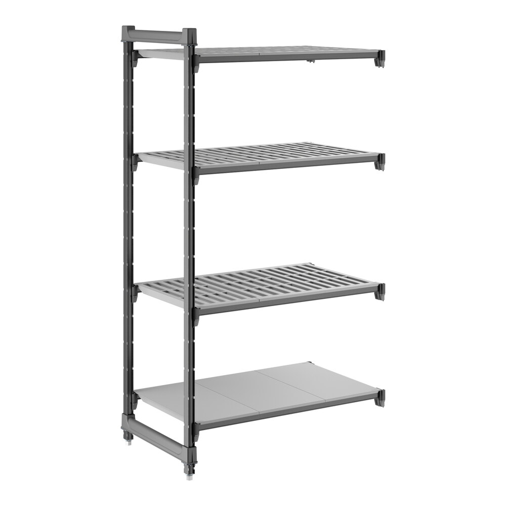 Cambro CBA213664VS4580 Camshelving® Basics Plus Add On Unit with 3 Vented Shelves and 1 Solid Shelf - 21" x 36" x 64"