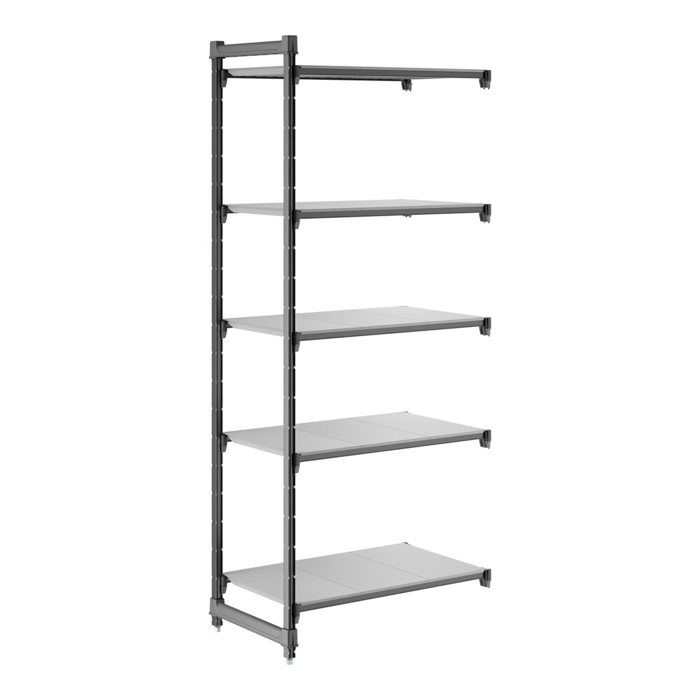 Cambro CBA213684S5580 Camshelving® Basics Plus Solid 5-Shelf Add On Unit - 21" x 36" x 84"
