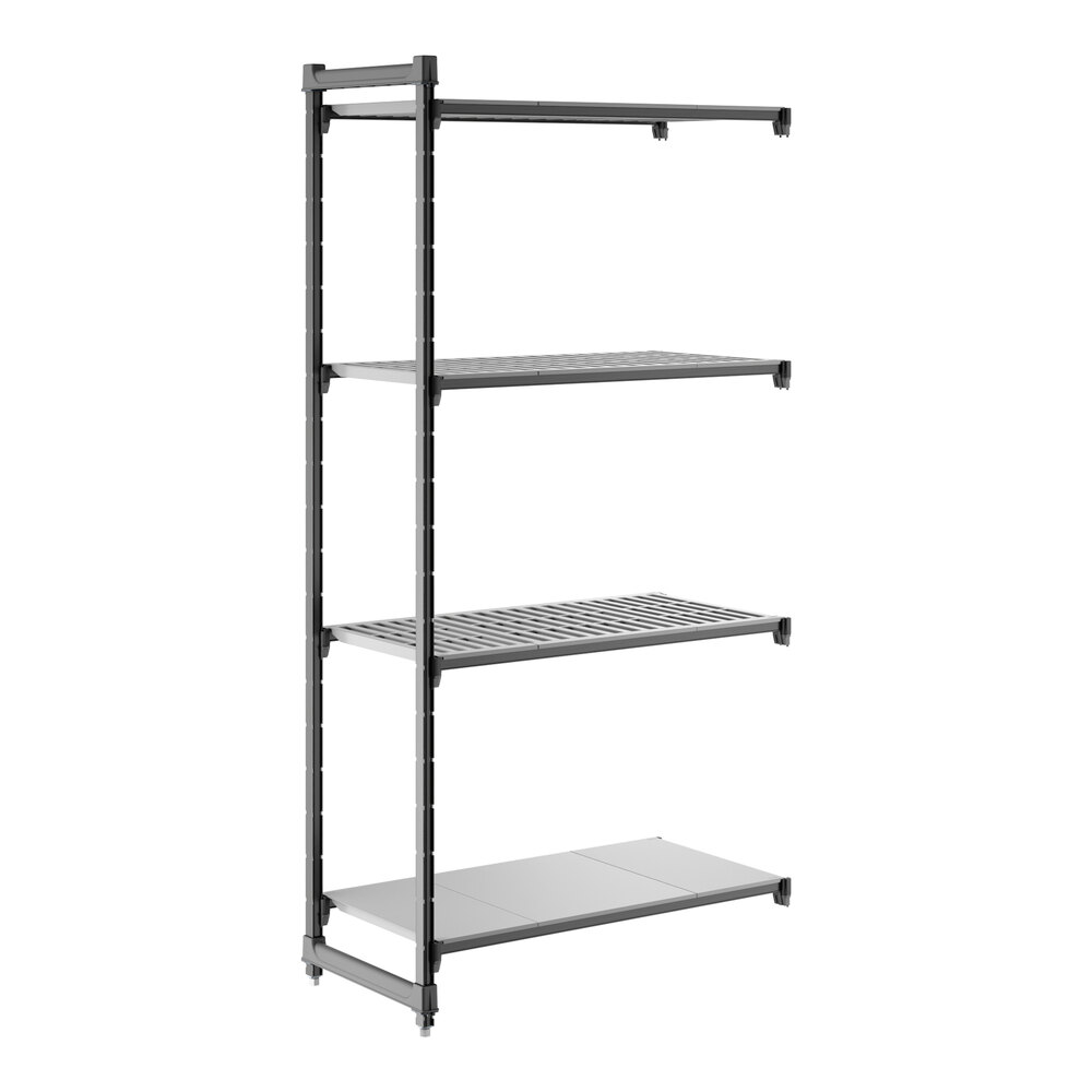 Cambro CBA214284VS4580 Camshelving® Basics Plus Add On Unit with 3 Vented Shelves and 1 Solid Shelf - 21" x 42" x 84"