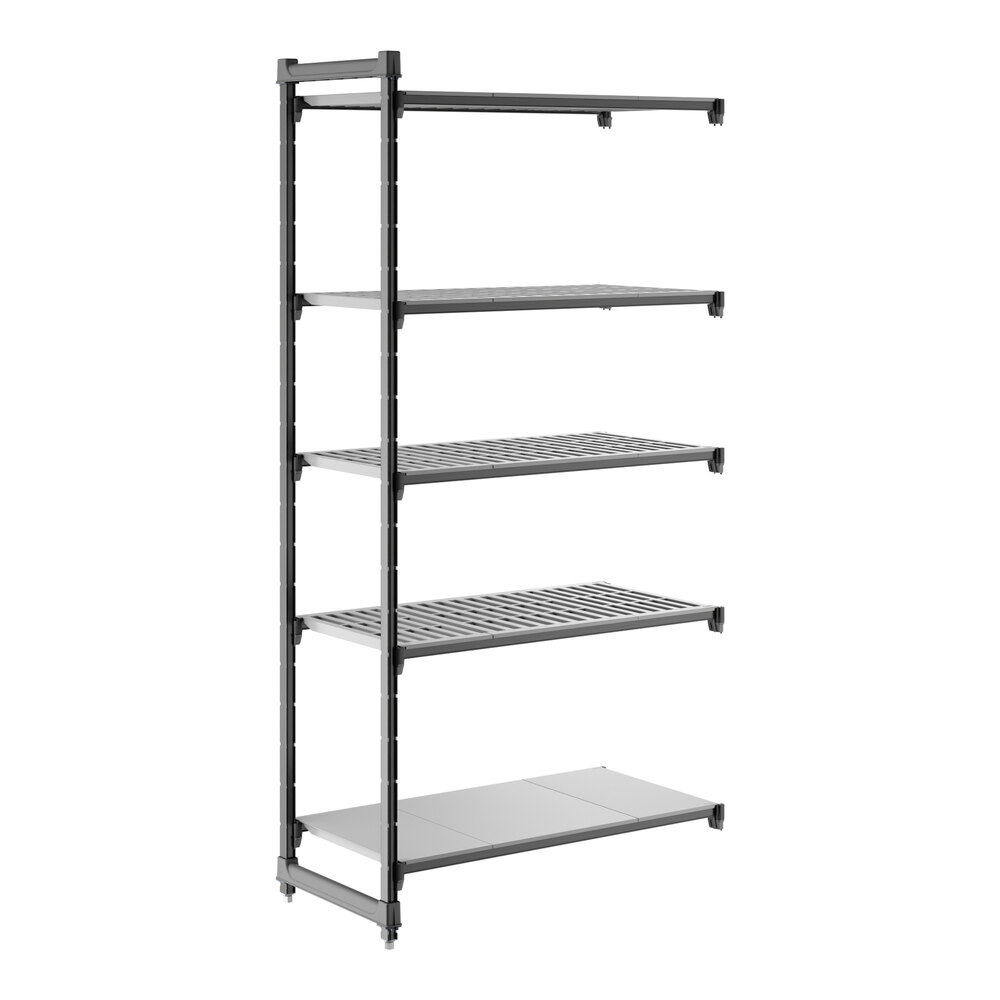 Cambro CBA214284VS5580 Camshelving® Basics Plus Add On Unit with 4 Vented Shelves and 1 Solid Shelf - 21" x 42" x 84"