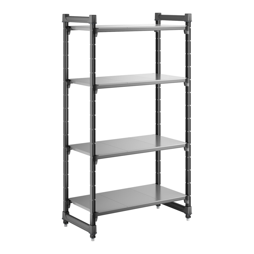 Cambro CBU183664S4580 Camshelving® Basics Plus Solid 4-Shelf Stationary Starter Unit - 18" x 36" x 64"