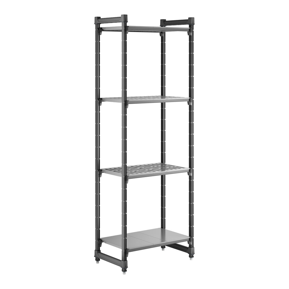 Cambro CBU183084VS4580 Camshelving® Basics Plus Stationary Starter Unit with 3 Vented Shelves and 1 Solid Shelf - 18" x 30" x 84"