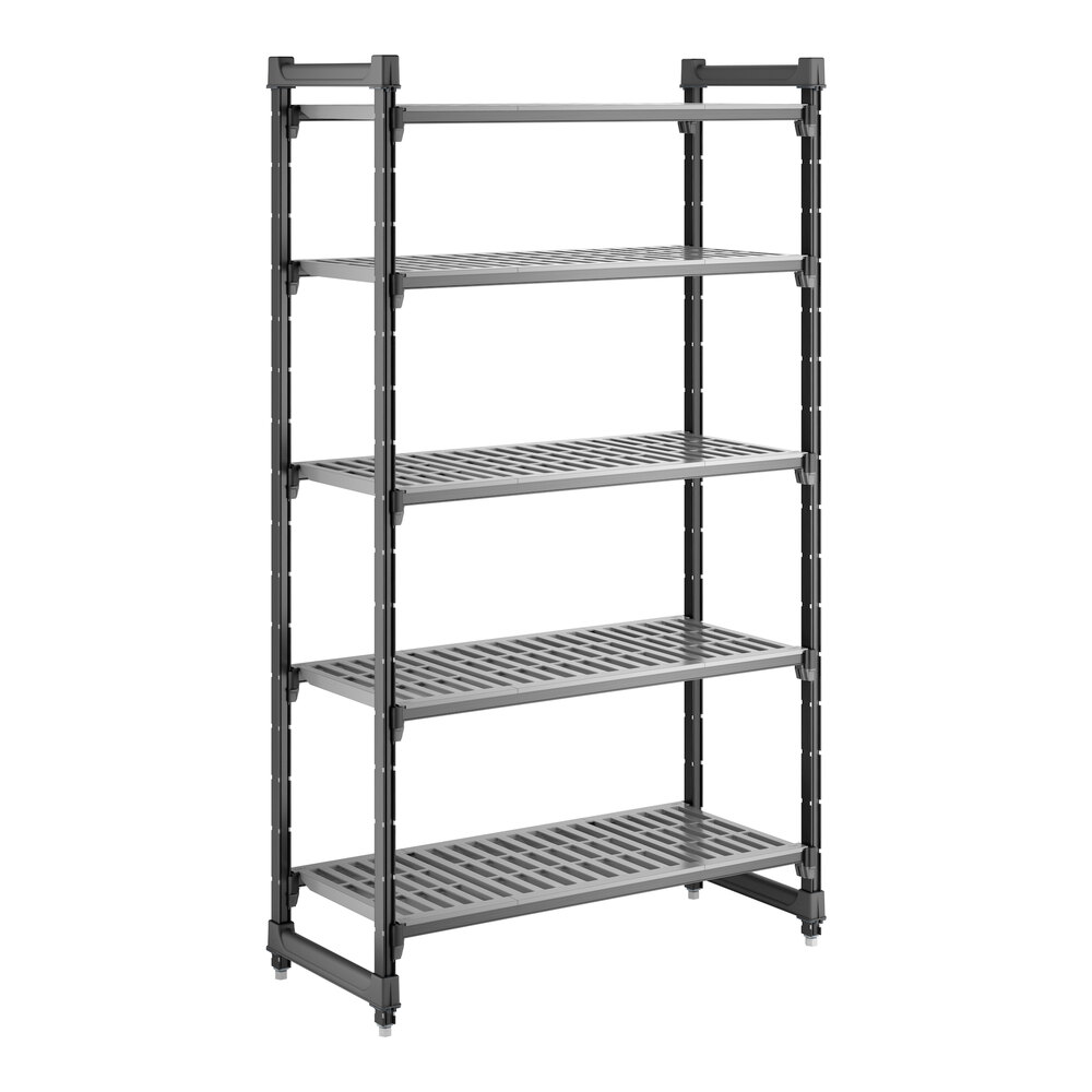 Cambro CBU184272V5580 Camshelving® Basics Plus Vented 5-Shelf Stationary Starter Unit - 18" x 42" x 72"