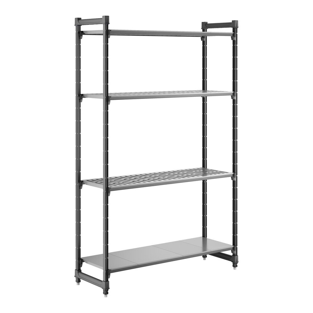 Cambro CBU185484VS4580 Camshelving® Basics Plus Stationary Starter Unit with 3 Vented Shelves and 1 Solid Shelf - 18" x 54" x 84"