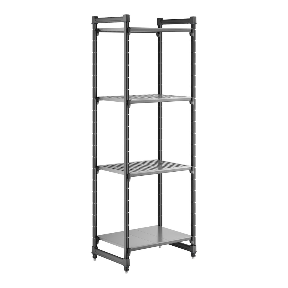 Cambro CBU213084VS4580 Camshelving® Basics Plus Stationary Starter Unit with 3 Vented Shelves and 1 Solid Shelf - 21" x 30" x 84"