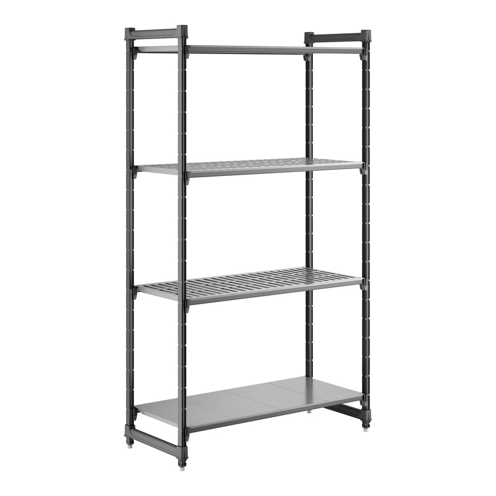 Cambro CBU214884VS4580 Camshelving® Basics Plus Stationary Starter Unit with 3 Vented Shelves and 1 Solid Shelf - 21" x 48" x 84"