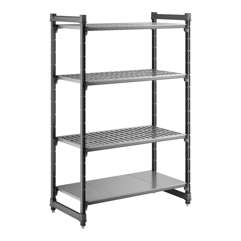 Cambro CBU214264VS4580 Camshelving® Basics Plus Stationary Starter Unit with 3 Vented Shelves and 1 Solid Shelf - 21" x 42" x 64"
