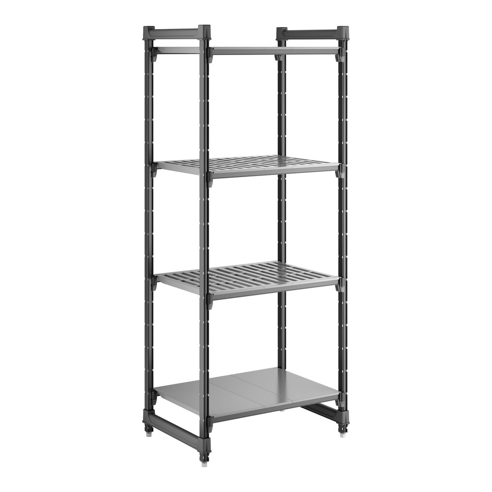 Cambro CBU213072VS4580 Camshelving® Basics Plus Stationary Starter Unit with 3 Vented Shelves and 1 Solid Shelf - 21" x 30" x 72"