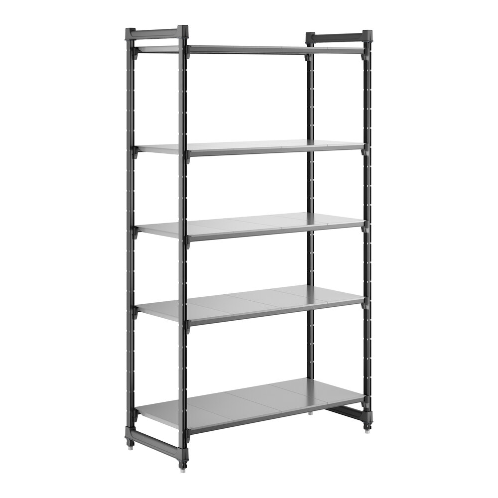 Cambro CBU214884S5580 Camshelving® Basics Plus Solid 5-Shelf Stationary Starter Unit - 21" x 48" x 84"