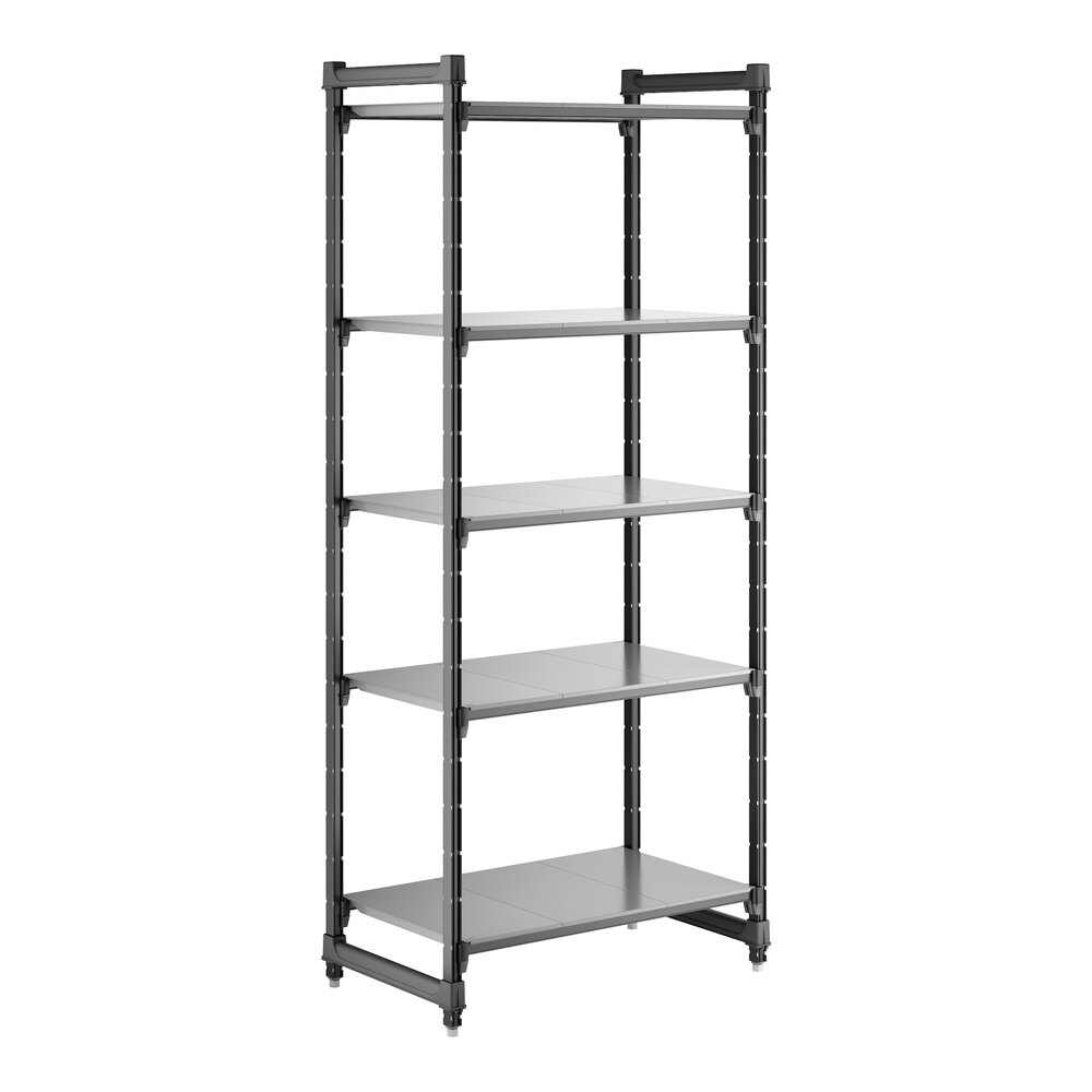 Cambro CBU213684S5580 Camshelving® Basics Plus Solid 5-Shelf Stationary Starter Unit - 21" x 36" x 84"