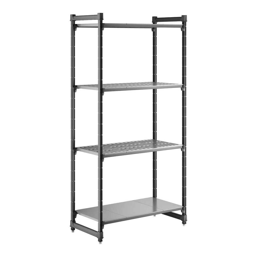 Cambro CBU214284VS4580 Camshelving® Basics Plus Stationary Starter Unit with 3 Vented Shelves and 1 Solid Shelf - 21" x 42" x 84"