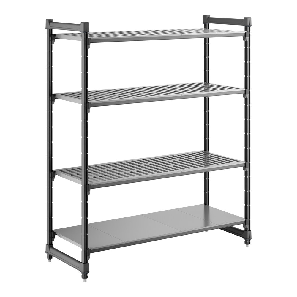 Cambro CBU215464VS4580 Camshelving® Basics Plus Stationary Starter Unit with 3 Vented Shelves and 1 Solid Shelf - 21" x 54" x 64"