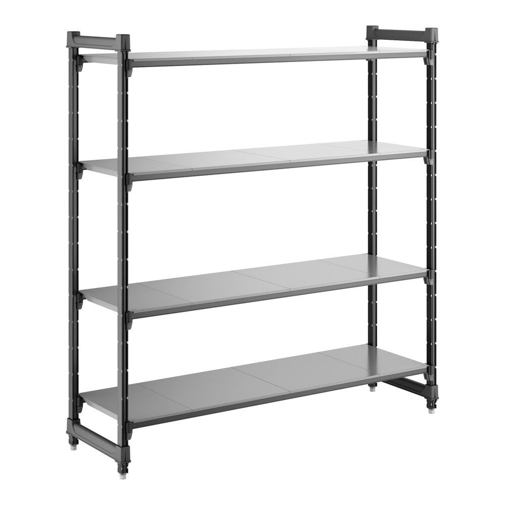 Cambro CBU186064S4580 Camshelving® Basics Plus Solid 4-Shelf Stationary Starter Unit - 18" x 60" x 64"