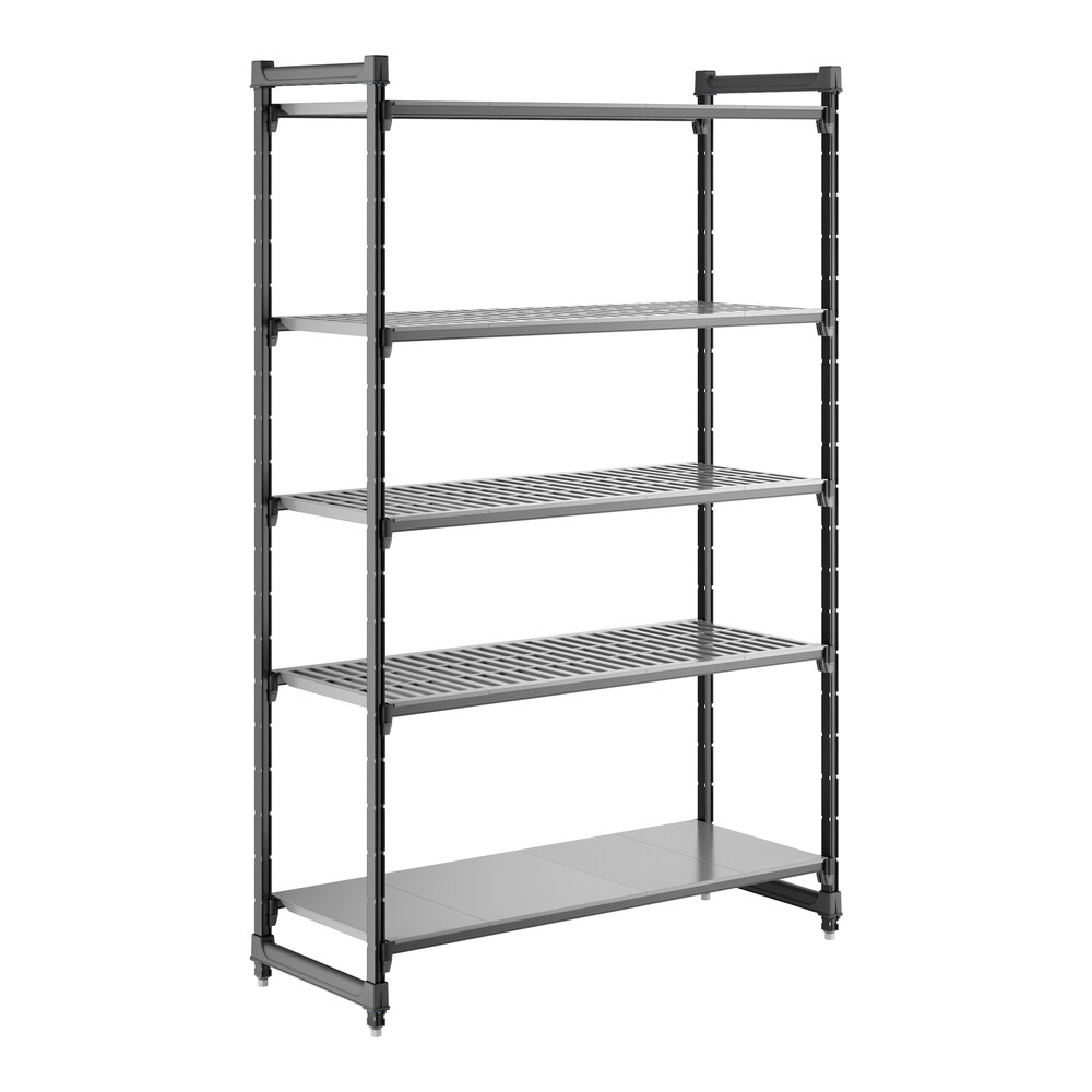Cambro CBU215484VS5580 Camshelving® Basics Plus Stationary Starter Unit with 4 Vented Shelves and 1 Solid Shelf - 21" x 54" x 84"