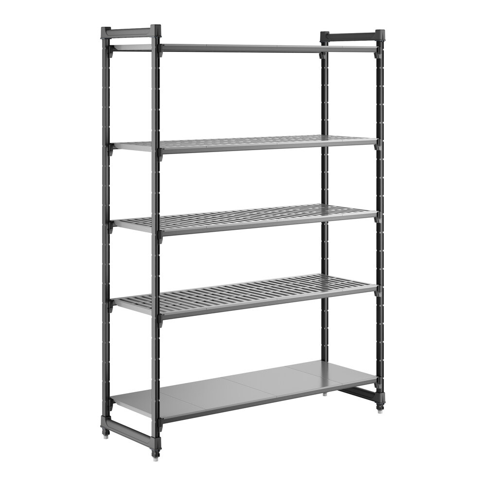 Cambro CBU216084VS5580 Camshelving® Basics Plus Stationary Starter Unit with 4 Vented Shelves and 1 Solid Shelf - 21" x 60" x 84"