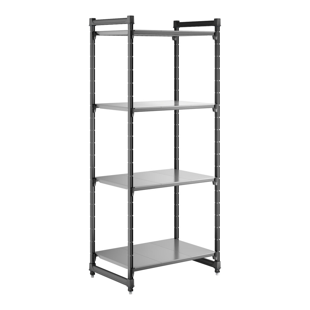 Cambro CBU243684S4580 Camshelving® Basics Plus Solid 4-Shelf Stationary Starter Unit - 24" x 36" x 84"