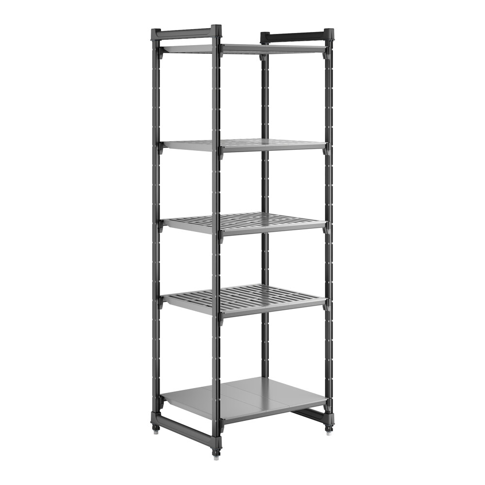 Cambro CBU243084VS5580 Camshelving® Basics Plus Stationary Starter Unit with 4 Vented Shelves and 1 Solid Shelf - 24" x 30" x 84"