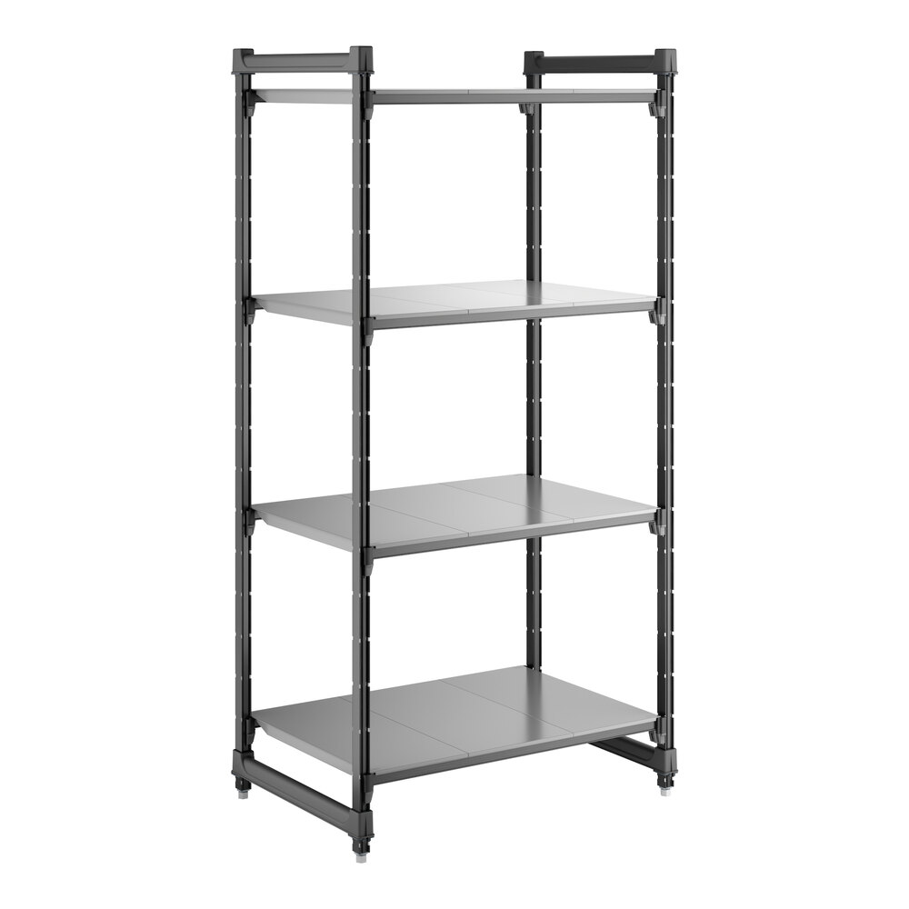 Cambro CBU243672S4580 Camshelving® Basics Plus Solid 4-Shelf Stationary Starter Unit - 24" x 36" x 72"