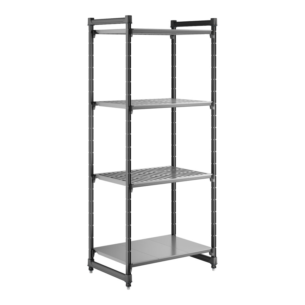 Cambro CBU243684VS4580 Camshelving® Basics Plus Stationary Starter Unit with 3 Vented Shelves and 1 Solid Shelf - 24" x 36" x 84"