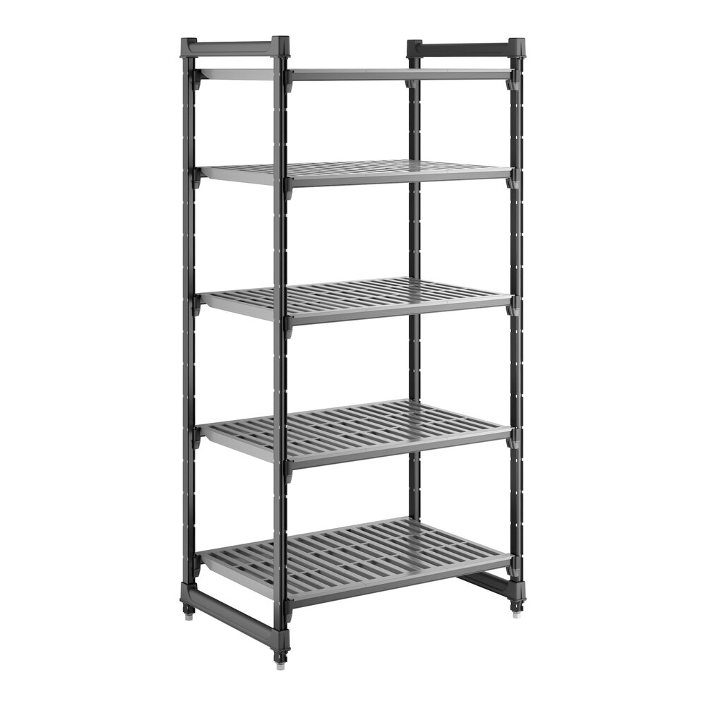 Cambro CBU243672V5580 Camshelving® Basics Plus Vented 5-Shelf Stationary Starter Unit - 24" x 36" x 72"
