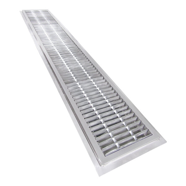 IMC/Teddy SFT-1248-SG SFT 12" x 48" 14 Gauge Stainless Steel Shallow Floor Trough with Subway Grating and 3" x 4" Outlet