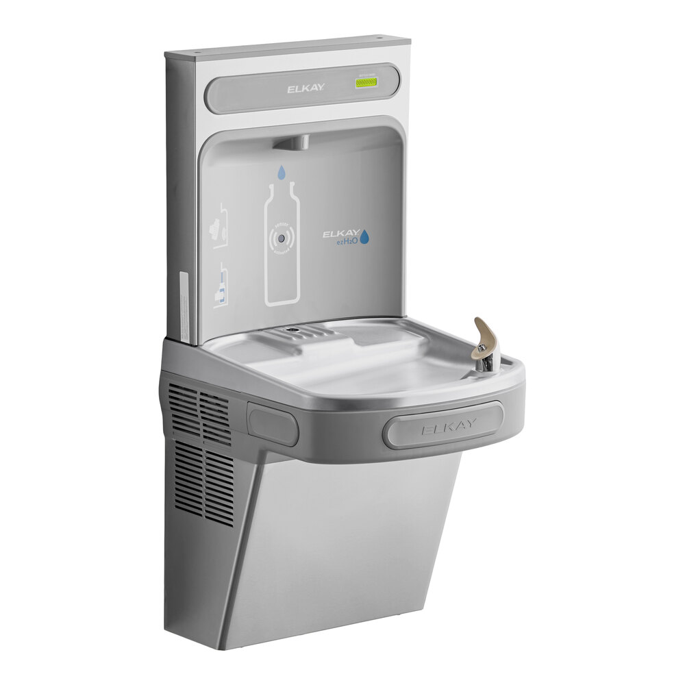 Zurn Elkay EZSDWSSK ezH20 Stainless Steel Hands-Free Non-Filtered Bottle Filling Station with Drinking Fountain - Non-Refrigerated