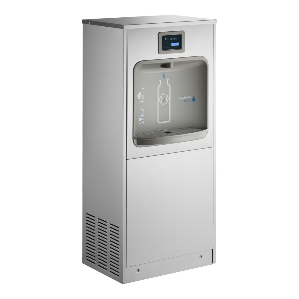 Zurn Elkay DSSBF8S ezH20 8 GPH Stainless Steel Freestanding Hands-Free Filtered Bottle Filling Station - Chilled