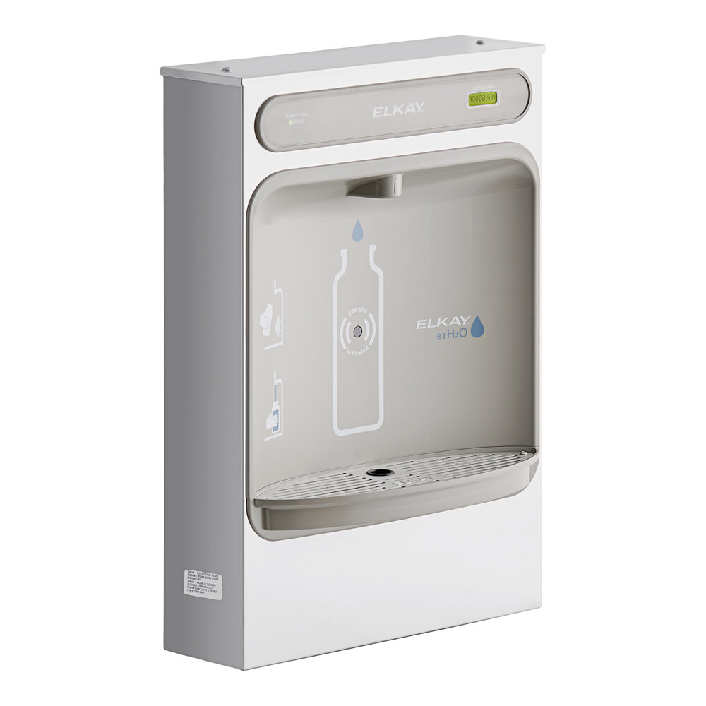 Zurn Elkay ezH2O LZWSSM Stainless Steel Surface Mount Filtered Bottle Filling Station with Touchless Sensor Activation and Built-In Filter - 115V - Non-Refrigerated