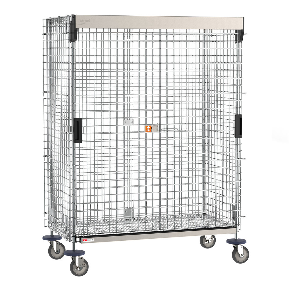 Metro SEC55EC-SL Super Erecta 28 1/2" x 52 3/4" x 68 1/2" Chrome Mobile Security Unit with SlideSecure Sliding Doors