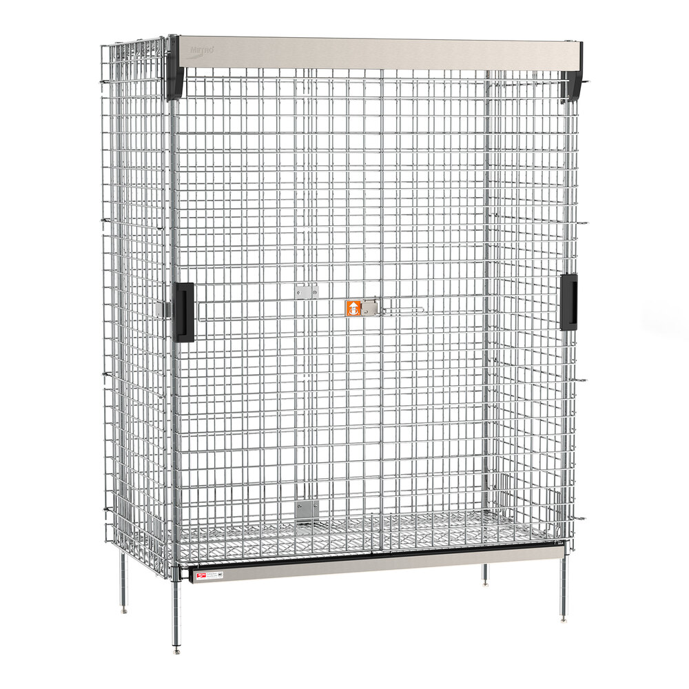 Metro SEC55C-SL Super Erecta 28 1/2" x 50 1/2" x 66 13/16" Chrome Stationary Security Unit with SlideSecure Sliding Doors