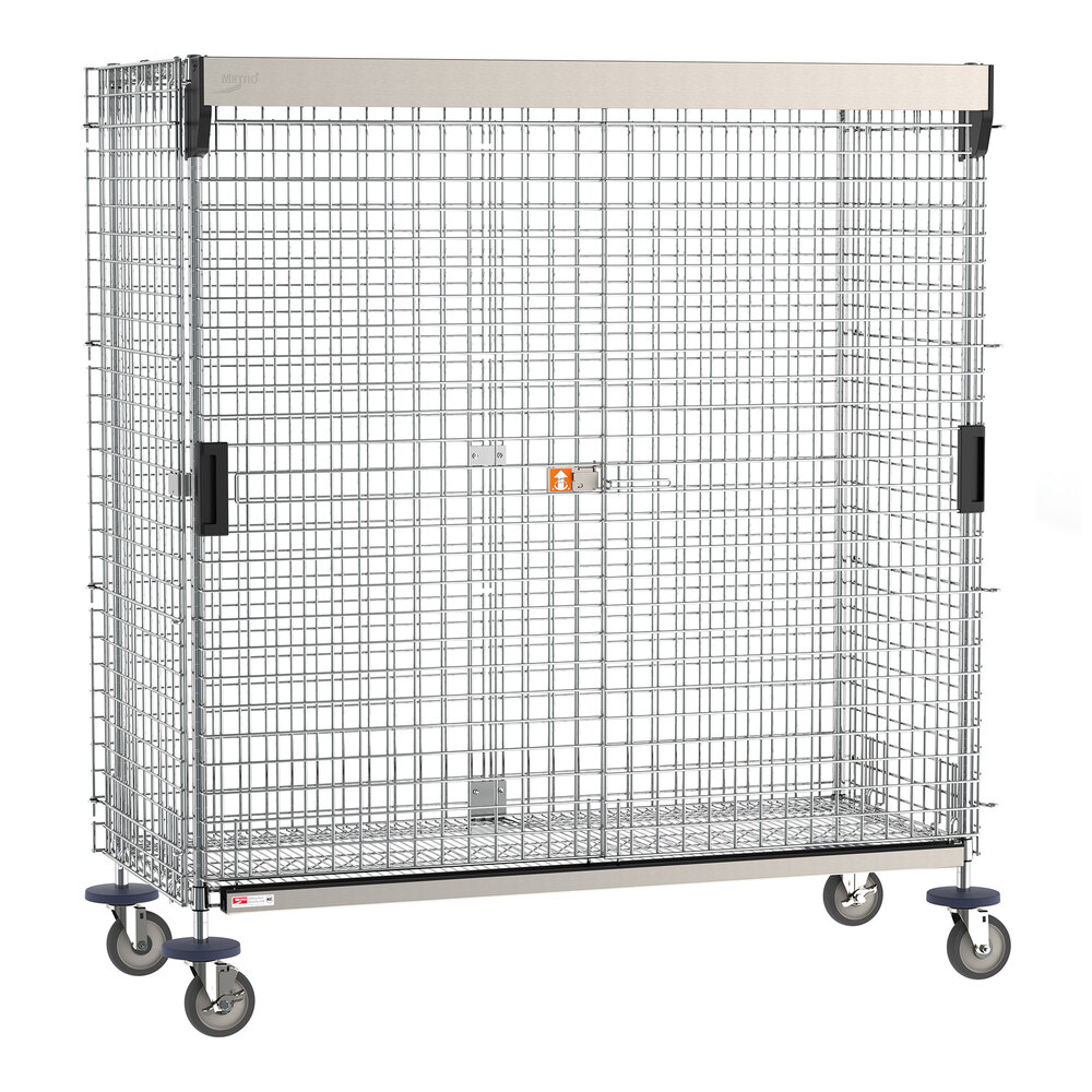 Metro SEC56EC-SL Super Erecta 28 1/2" x 65" x 68 1/2" Chrome Mobile Security Unit with SlideSecure Sliding Doors