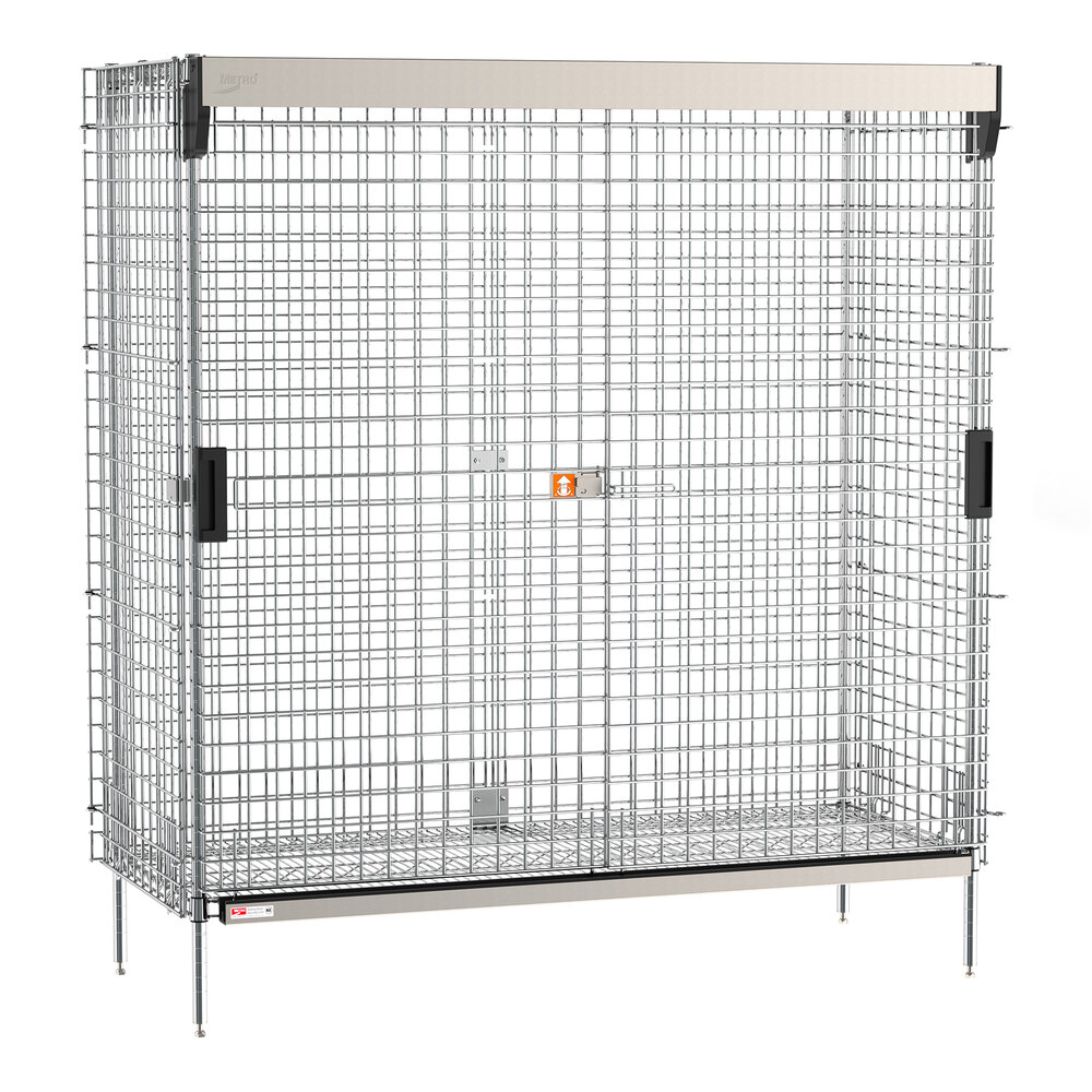 Metro SEC56C-SL Super Erecta 28 1/2" x 62 1/2" x 66 13/16" Chrome Stationary Security Unit with SlideSecure Sliding Doors
