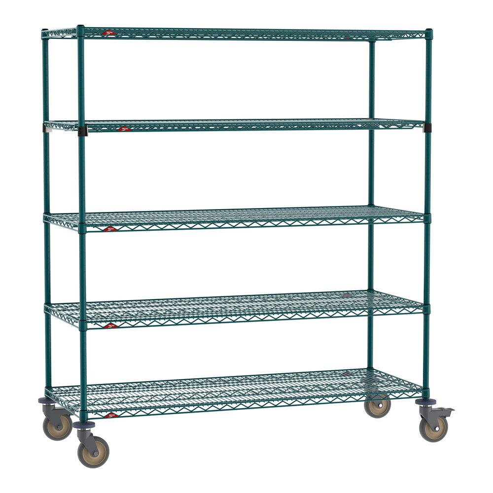 Metro Super Erecta EZ-ADD 24" x 60" Metroseal Green Epoxy 5-Shelf Mobile Shelving Unit with 63" Posts