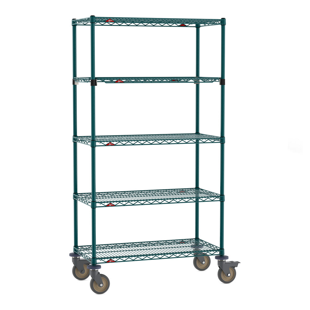 Metro Super Erecta EZ-ADD 18" x 36" Metroseal Green Epoxy 5-Shelf Mobile Shelving Unit with 63" Posts